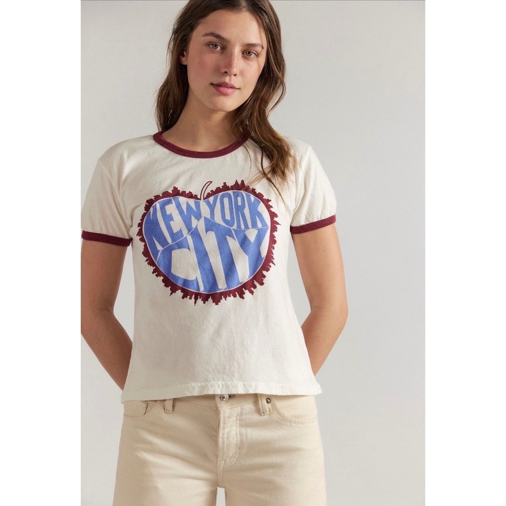 Free People x Original Retro Brand NYC New York Tee XL cream blu red NWT New